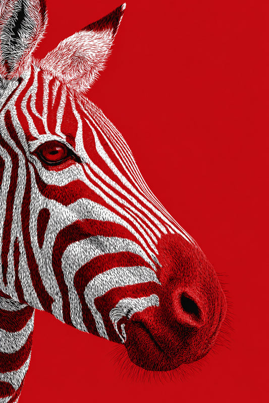 Ngựa Vằn Đỏ Rực — Tranh Canvas Pop Art Đỏ Mạnh Mẽ