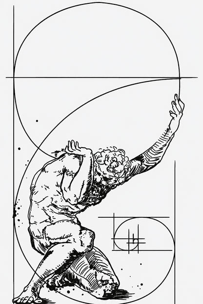 Người Ném Đĩa · Vươn Tới Đỉnh — Tranh Canvas Line Art Động Lực Mạnh Mẽ