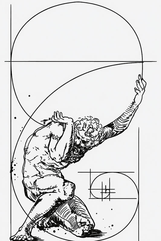 Người Ném Đĩa · Vươn Tới Đỉnh — Tranh Canvas Line Art Động Lực Mạnh Mẽ