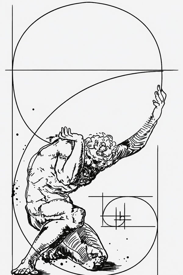 Người Ném Đĩa · Vươn Tới Đỉnh — Tranh Canvas Line Art Động Lực Mạnh Mẽ