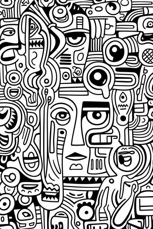 Mê Cung Của Ký Ức — Tranh Canvas Line Art Trừu Tượng Năng Lượng