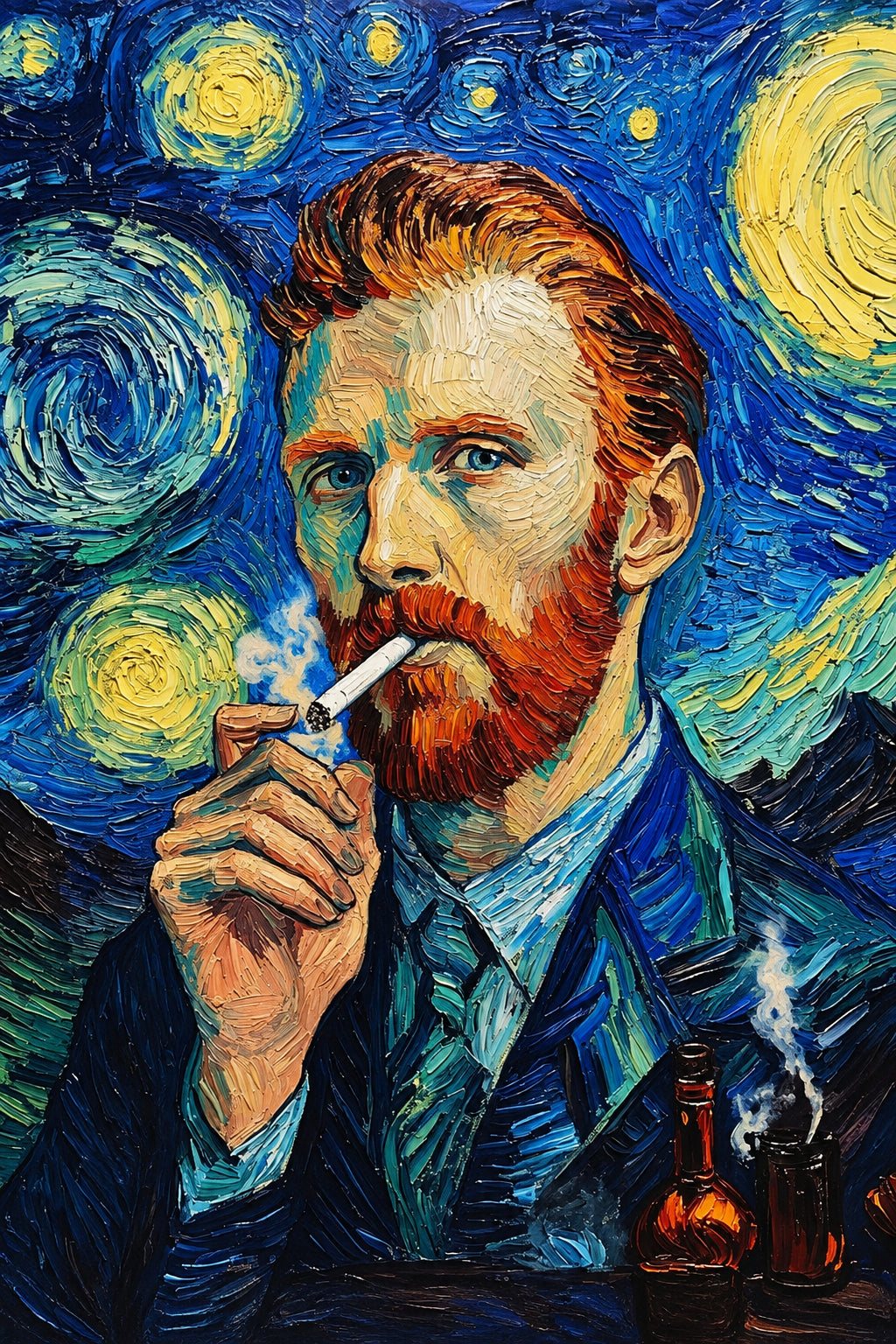 Van Gogh Và Khói Thuốc — Tranh Canvas Phong Cách Sơn Dầu Hoài Niệm Sáng Tạo