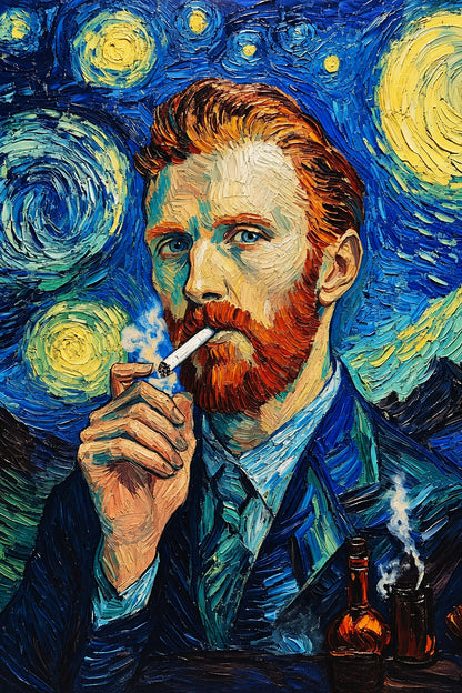 Van Gogh Và Khói Thuốc — Tranh Canvas Phong Cách Sơn Dầu Hoài Niệm Sáng Tạo