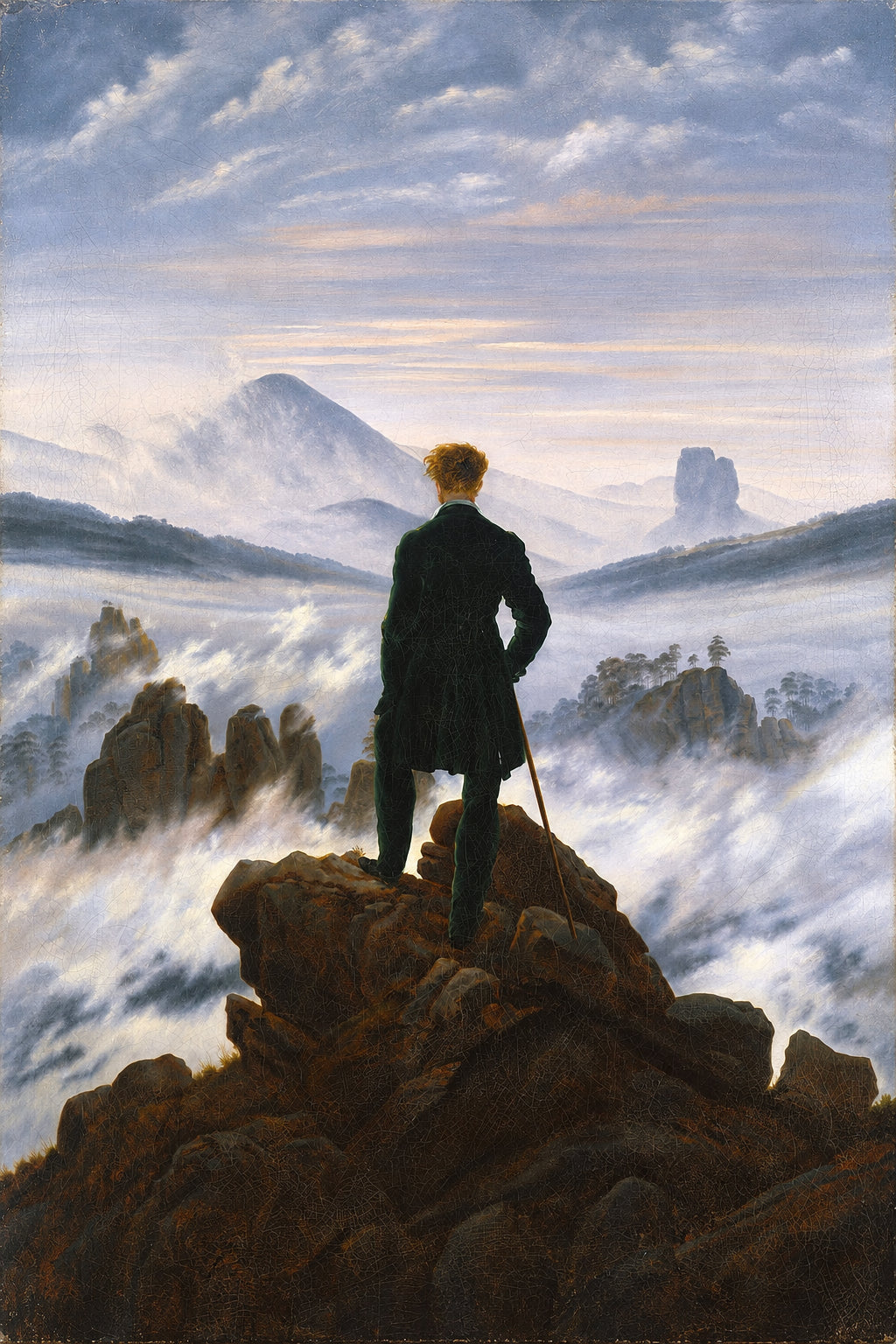 Lữ Khách Trên Đỉnh Sương (Wanderer above the Sea of Fog) — Tranh In Canvas Bình Yên Chiêm Nghiệm · Caspar David Friedrich