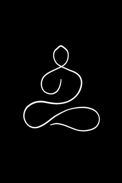 Tĩnh Tại Trong Từng Hơi Thở — Tranh Canvas Line Art Đen Trắng Thiền Định