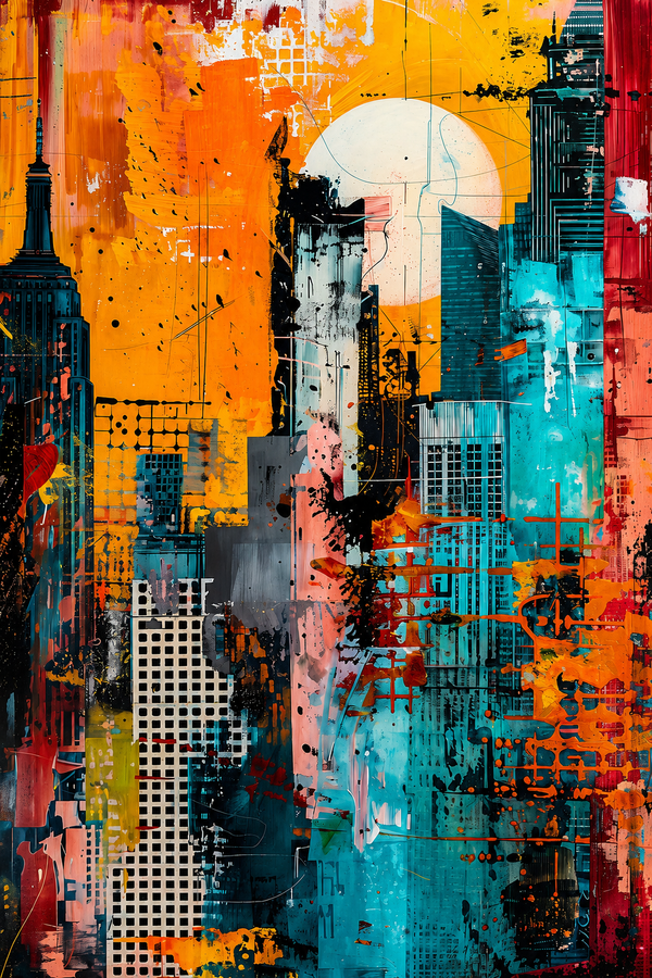 Nhịp Phố Rực Cháy — Tranh Canvas Pop Art Đô Thị Đa Sắc Năng Lượng
