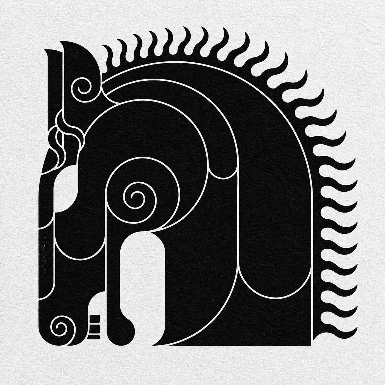 Mã Thần - Bờm Gió — Tranh Canvas Line Art Ngựa Đen Trắng Tự Do