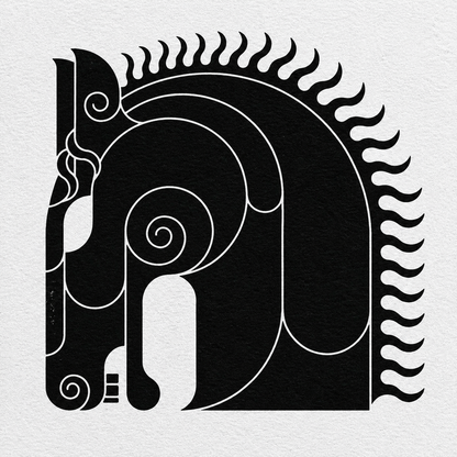 Mã Thần - Bờm Gió — Tranh Canvas Line Art Ngựa Đen Trắng Tự Do