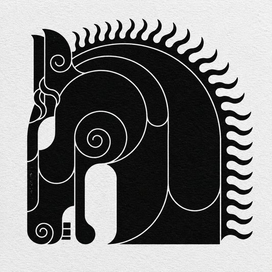 Mã Thần - Bờm Gió — Tranh Canvas Line Art Ngựa Đen Trắng Tự Do
