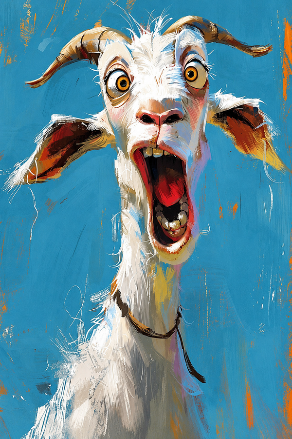 Chú Dê Vui Nhộn — Tranh Canvas Pop Art Xanh Hài Hước