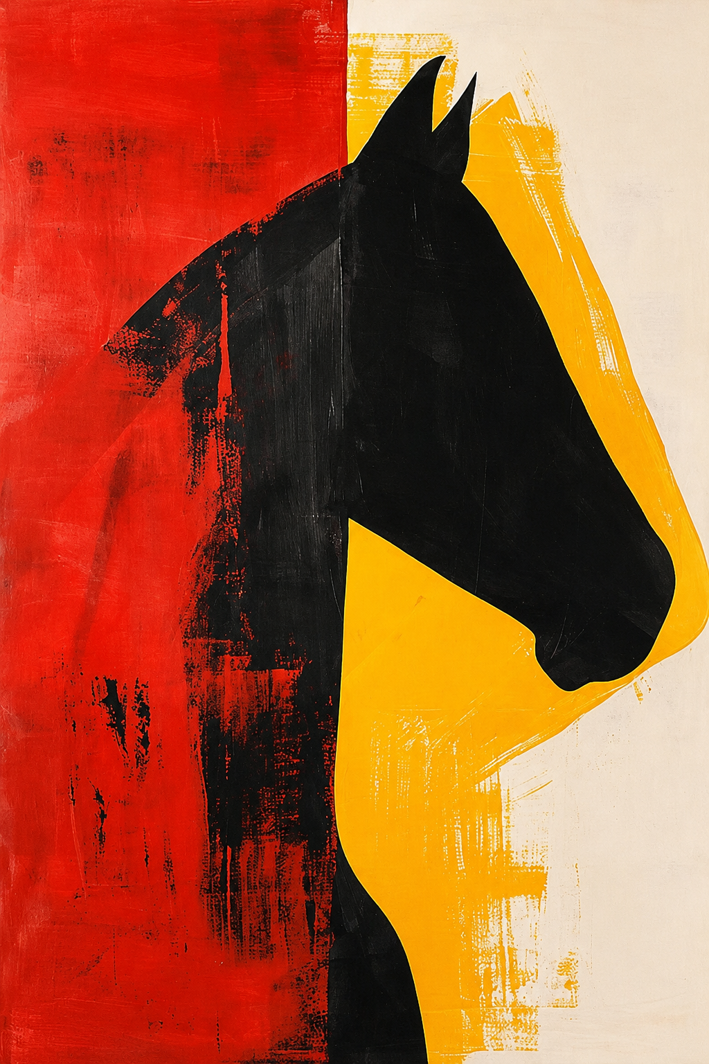 Ngựa Hoang Giữa Lửa — Tranh Canvas Pop Art Đỏ Mạnh Mẽ